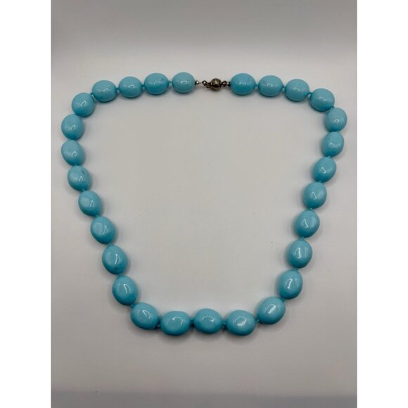 Vintage Bam Gumball Turquoise Blue Beaded Necklace Mod Retro MCM - Picture 2 of 3